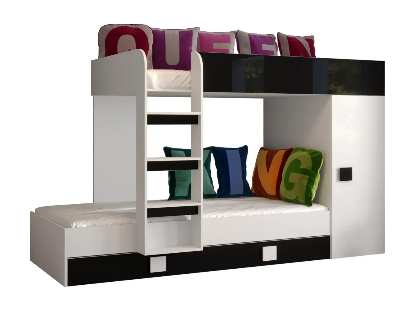 TOLEDO 2 Etagenbett 203,3/106,6/125 (weiß/schwarz)