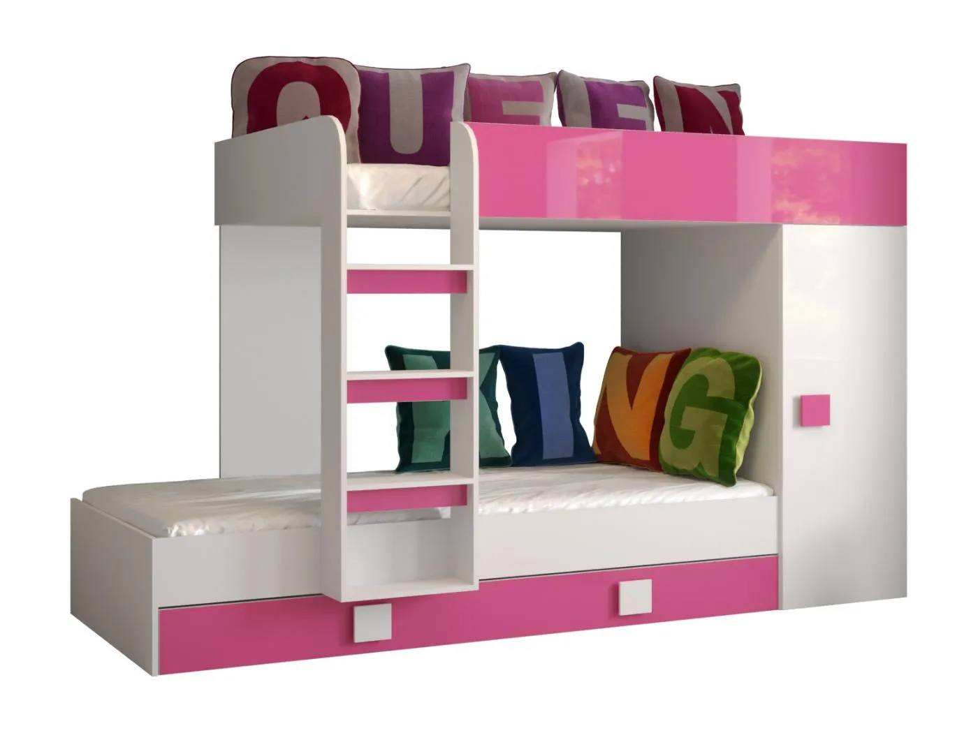 TOLEDO 2 Etagenbett 203,3/106,6/125 (weiß/rosa)