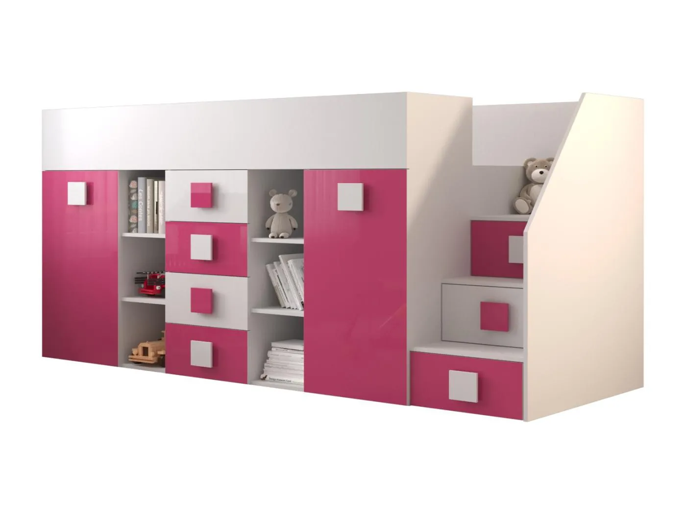 TOLEDO 3P Etagenbett 248,5/123/93 (weiß/rosa)