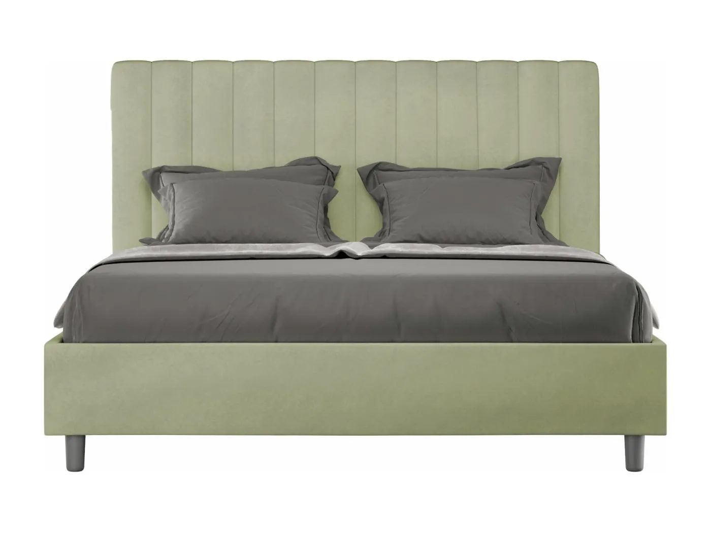 Agueda Green Tea Mikrofaser-Doppelhochbett mit Stauraum, gepolstert, 160 x 190