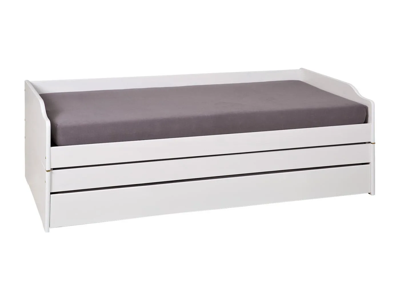 Lotved Bett 90x200 cm, 3 Schlafplätze, weiss.