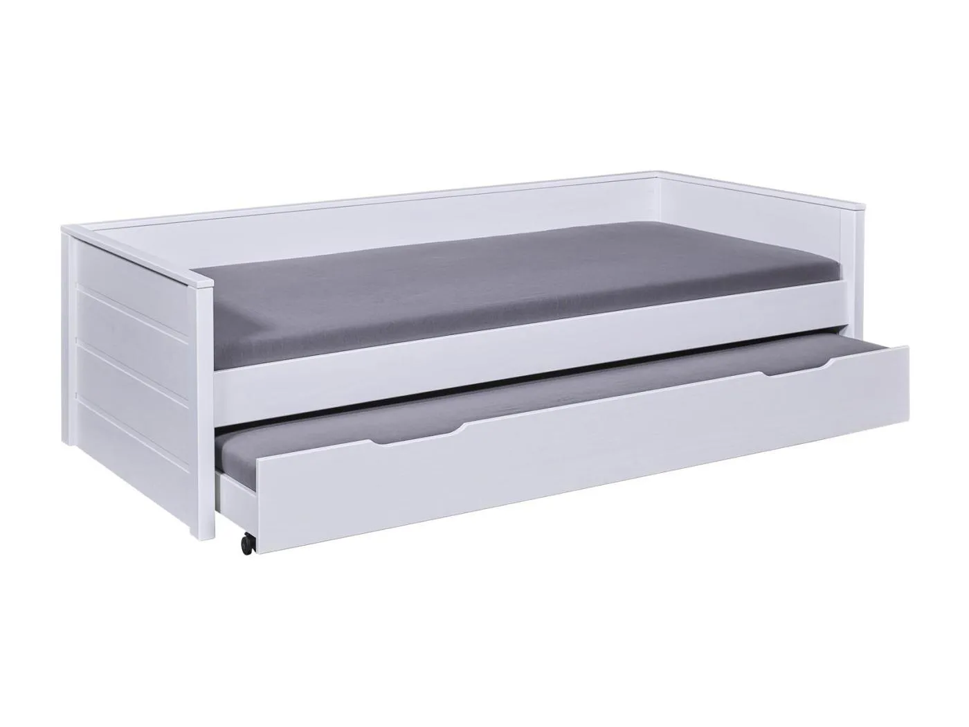 Dream Bett 90x200cm mit 1 ausziehbares Bett weiß.