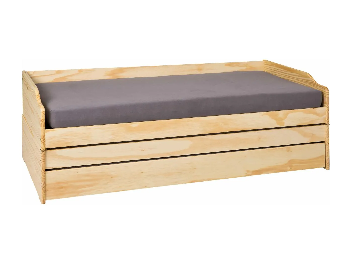 Lotved Bett 90x200 cm, 3 Schlafplätze, natur.