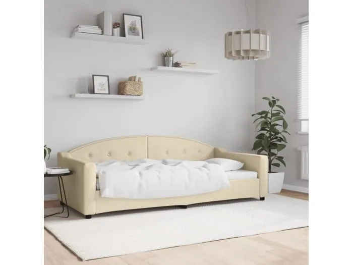 Tagesbett Creme 90x200 cm Stoff