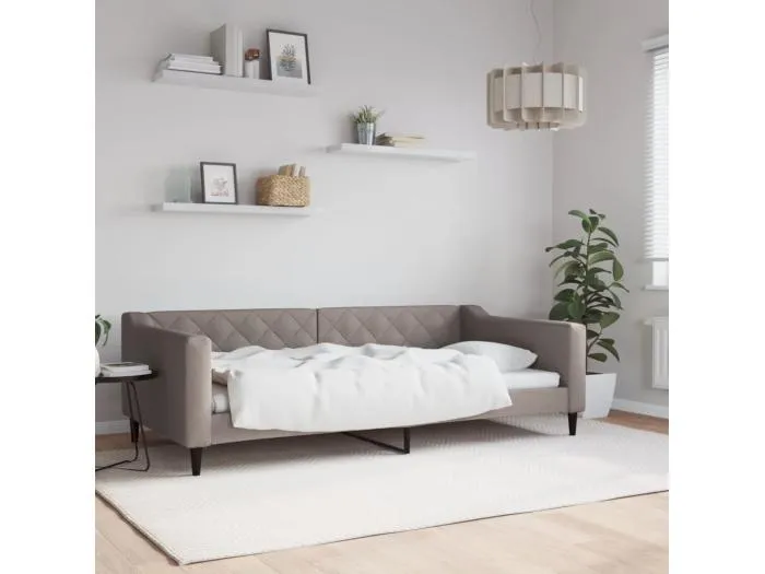 Tagesbett Taupe 100x200 cm Stoff