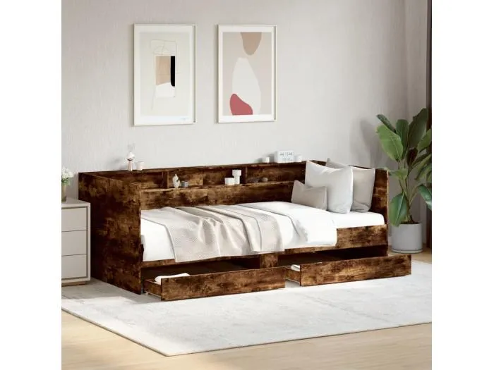 Tagesbett mit Schubladen ohne Matratze Räuchereiche 90x200 cm
