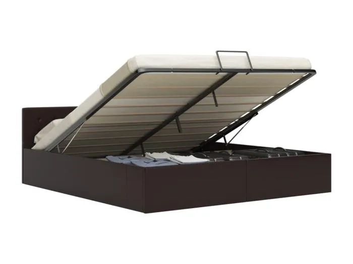 Stauraumbett Hydraulisch Grau Kunstleder 180×200 cm