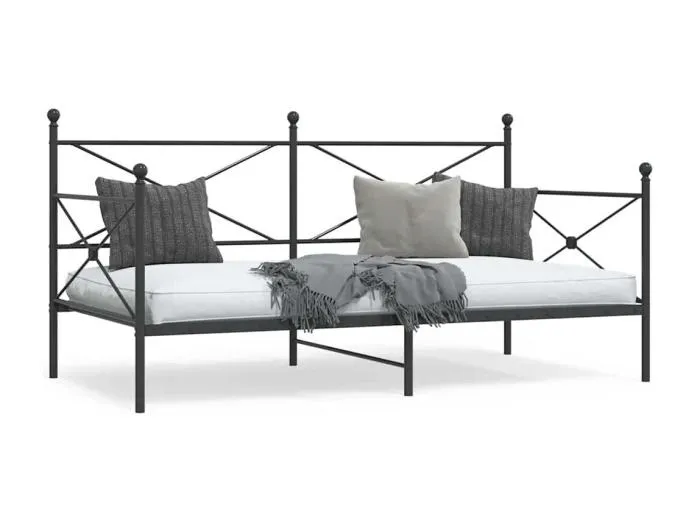 Tagesbett ohne Matratze Schwarz 100x190 cm Stahl