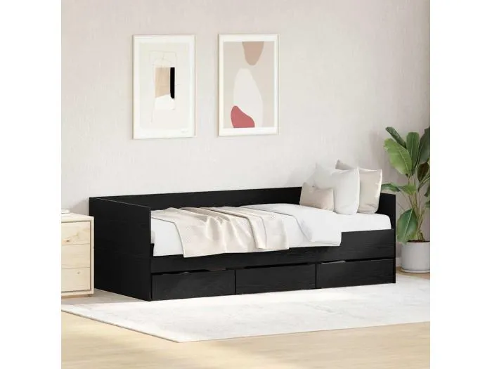 Tagesbettgestell mit Schubladen Schwarze Eiche 90 x 190 cm