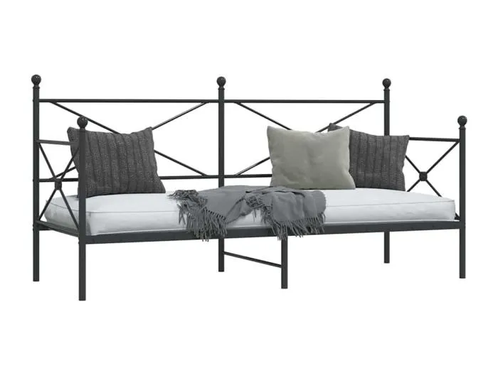 Tagesbett ohne Matratze Schwarz 80x200 cm Stahl