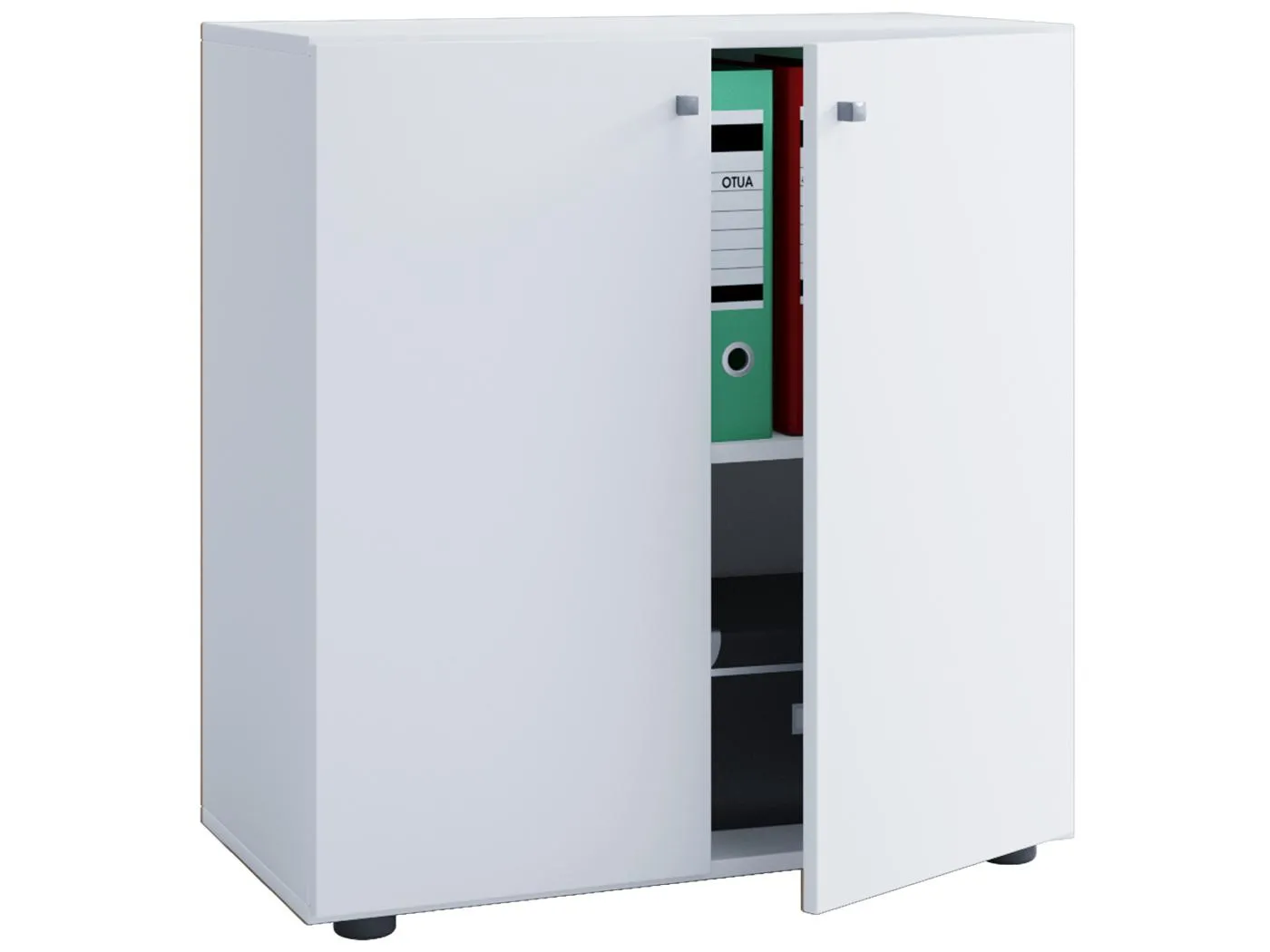 Lona Universalschrank Büro Kommode niedrig 2 Türen Weiß.