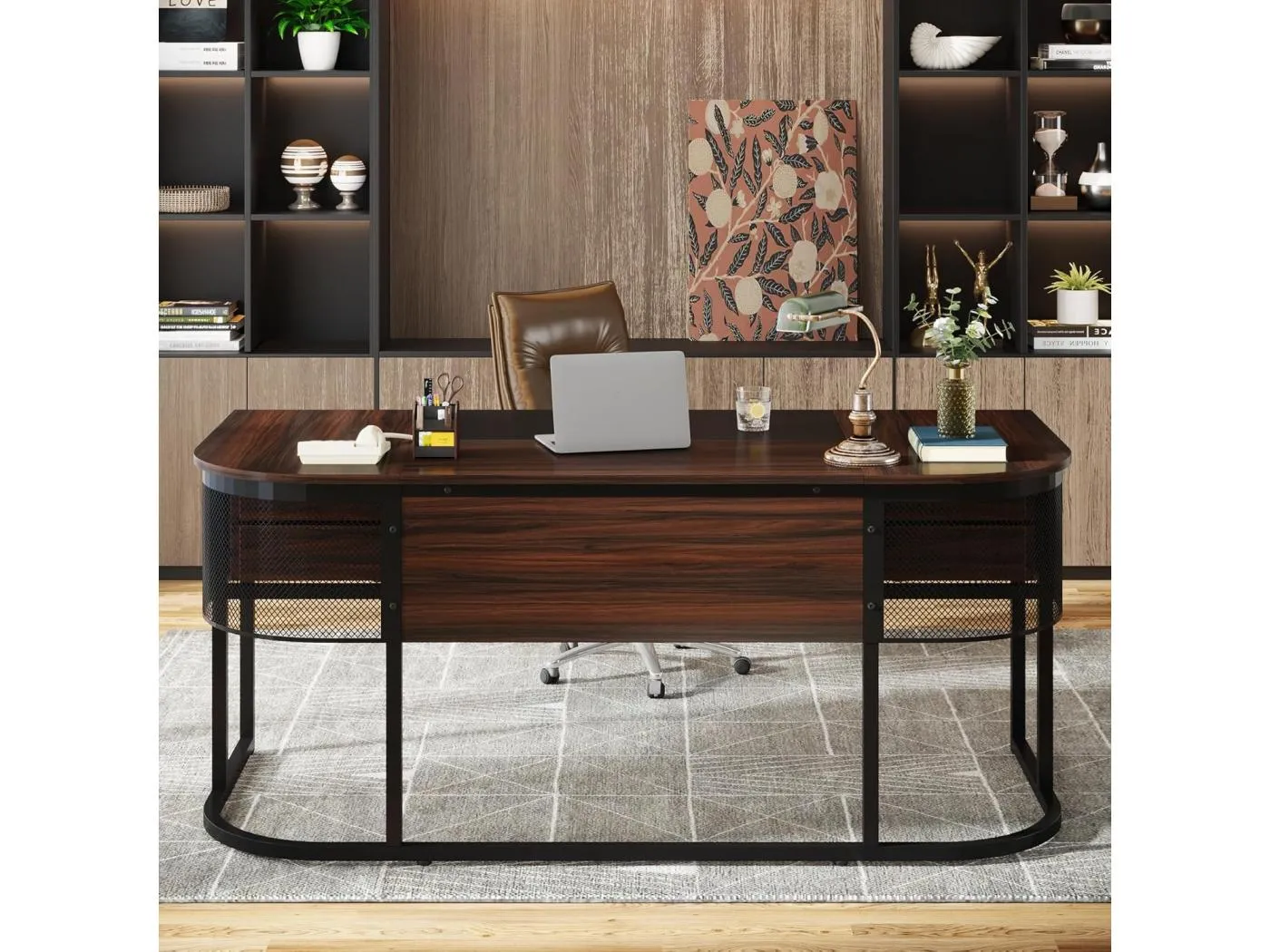 160 cm großer Geschäftsleiter-Schreibtisch mit 4 Schubladen, großer Computerarbeitsplatz, Büromöbel, Arbeitsplatz für Homeoffice