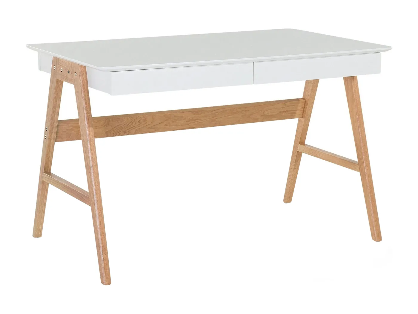 Moderner Schreibtisch 2 Schubladen MDF-Platte/Eichenholz weiß Sheslay