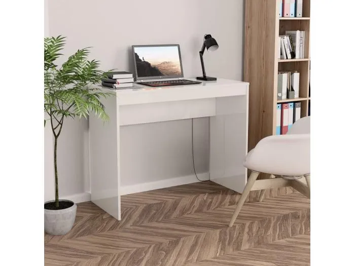 Schreibtisch Hochglanz-Weiß 90x40x72 cm Holzwerkstoff