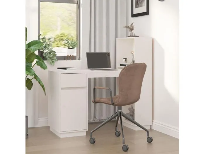 Schreibtisch Weiß 110x53x117 cm Massivholz Kiefer