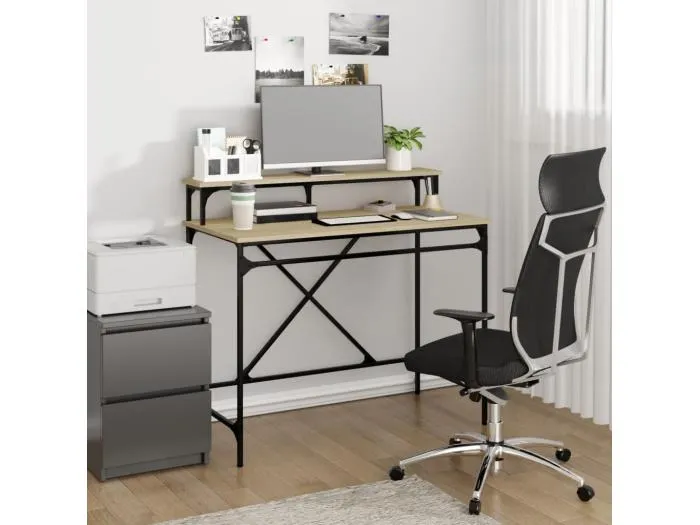 Schreibtisch Sonoma-Eiche 100x50x90 cm Holzwerkstoff und Eisen