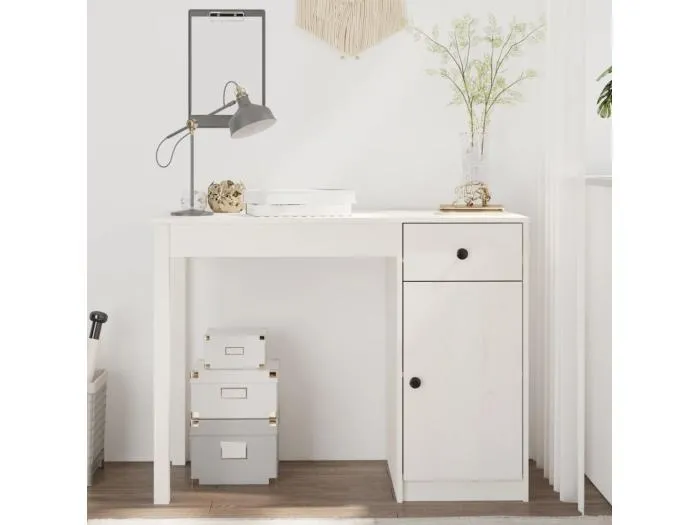 Schreibtisch Weiß 100x50x75 cm Massivholz Kiefer