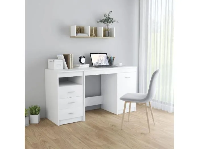 Schreibtisch Weiß 140x50x76 cm Holzwerkstoff