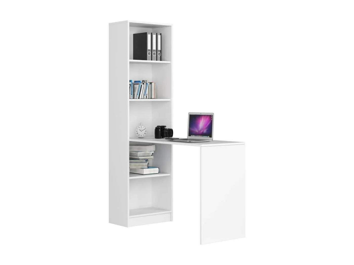 PC-Schreibtisch AKORD SMART in der Farbe Weiß Schreibtischbibliothek B125 x H180 x T50 cm