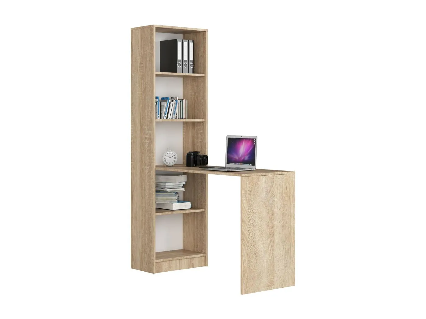 PC-Schreibtisch AKORD SMART in der Farbe Sonoma-Eiche Schreibtischbibliothek B125 x H180 x T50 cm