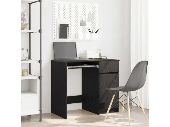 Schreibtisch Schwarz Eichen-Optik 86x49x76 cm Holzwerkstoff