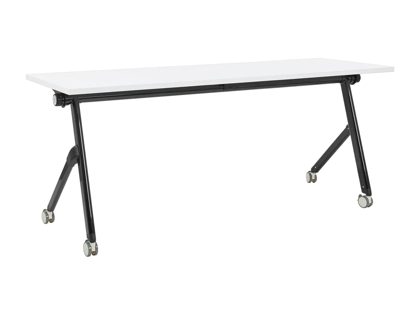 Zusammenklappbarer Schreibtisch BENDI Weiss 180 cm 60 cm mit Rädern