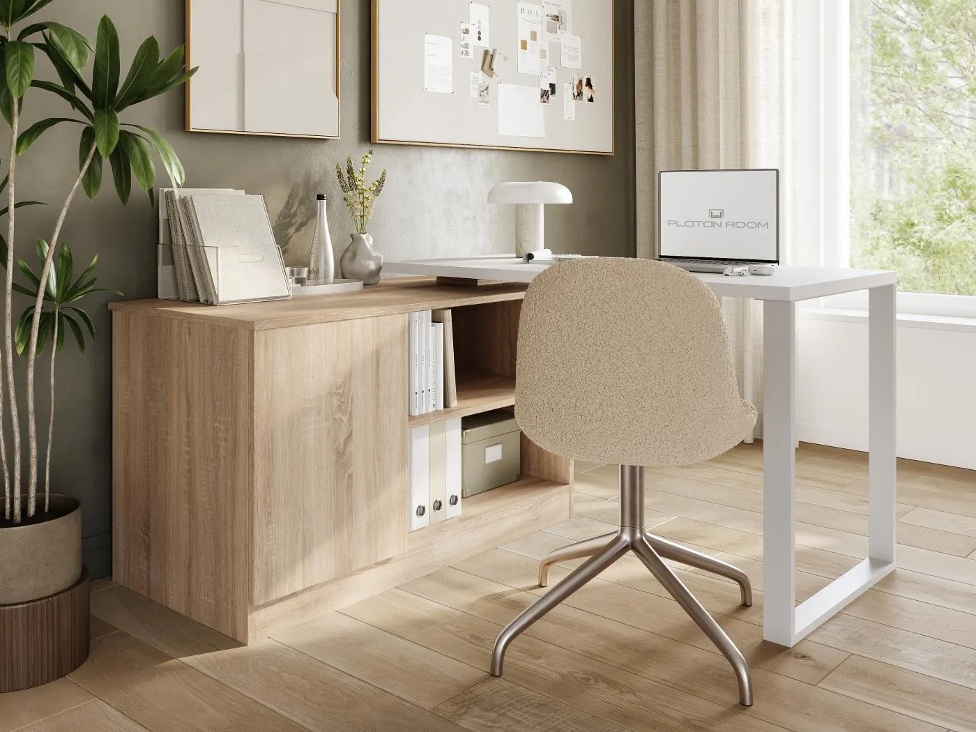 Schreibtisch 360° drehbar RIO – Multifunktionstisch 3-in-1: Kommode, Eckschreibtisch und ausziehbare Arbeitsplatte mit 360°-Drehung