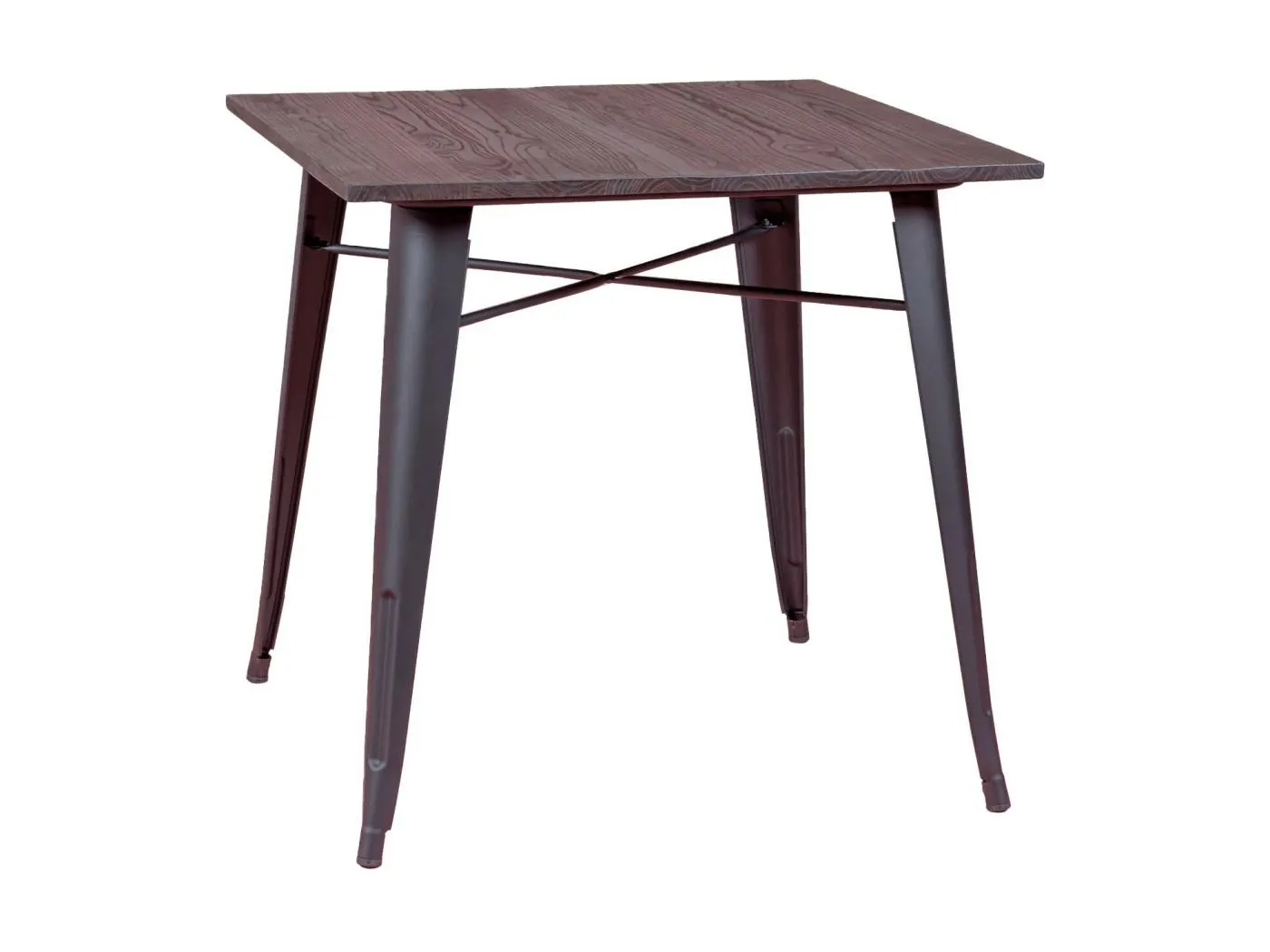 Industrietisch aus schwarzem Stahl und dunklem Holz - Bistro - Schwarz