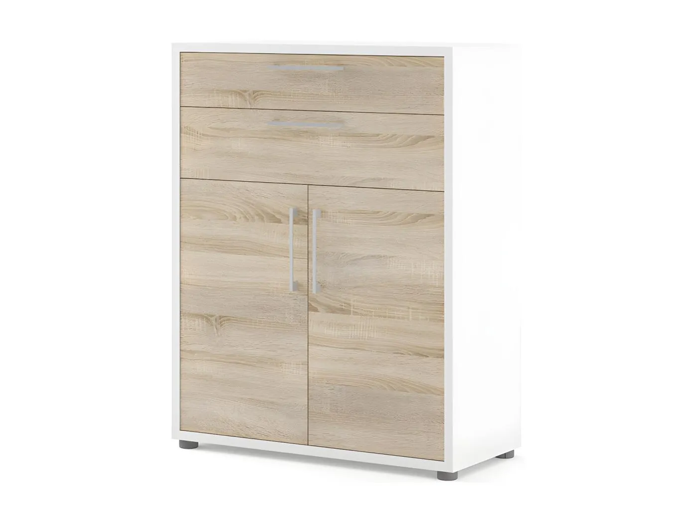 Prisme Aktenschrank mit 2 Schubladen und 2 Türen weiss, Eiche Dekor