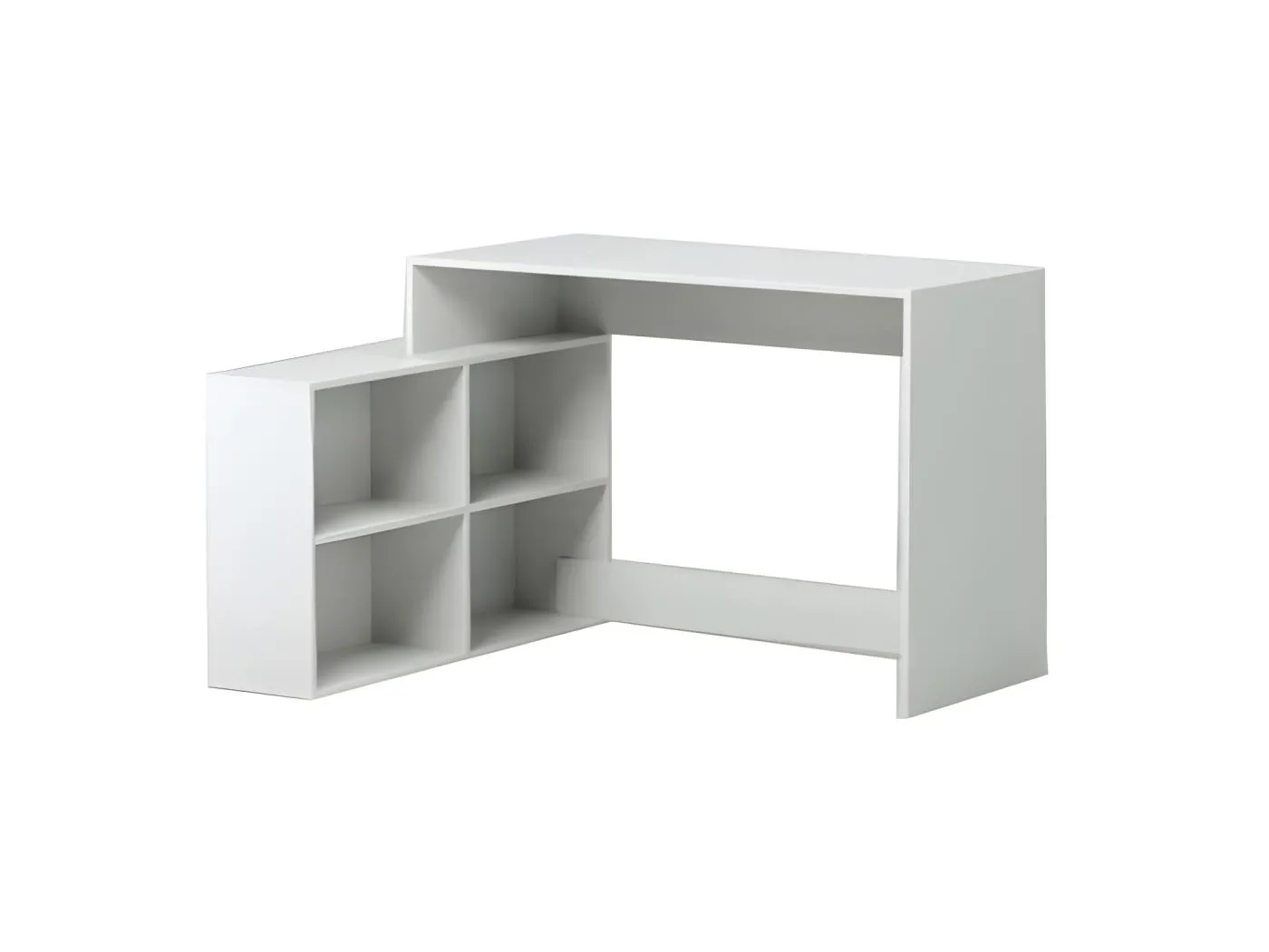 Zeitgemäßer Eckschreibtisch in mattem Weiß NAGANO mit Stauraum - L 111,9 cm