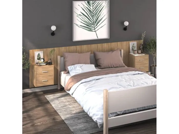 2er-Set Wand-Nachttische Nachtschrank Sonoma-Eiche -RN74454