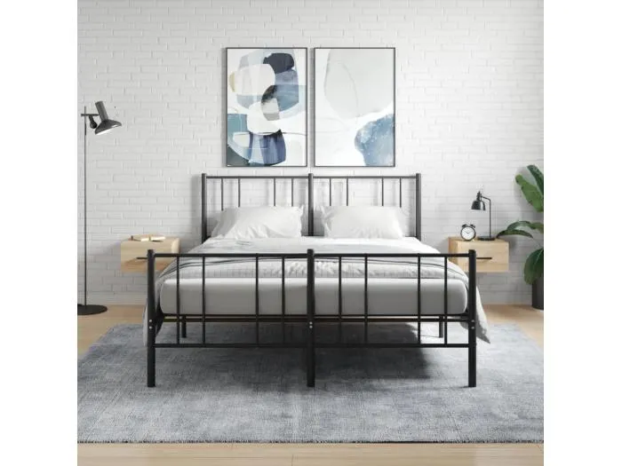 2er-Set Wand-Nachttische Nachtschrank Sonoma-Eiche 35x35x20 cm -RN41017