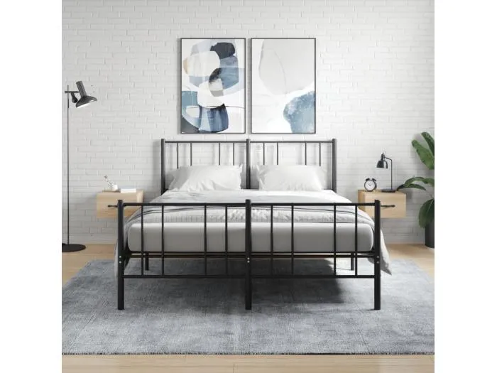 2er-Set Wand-Nachttische Nachtschrank Sonoma-Eiche 35x35x20 cm -RN17258