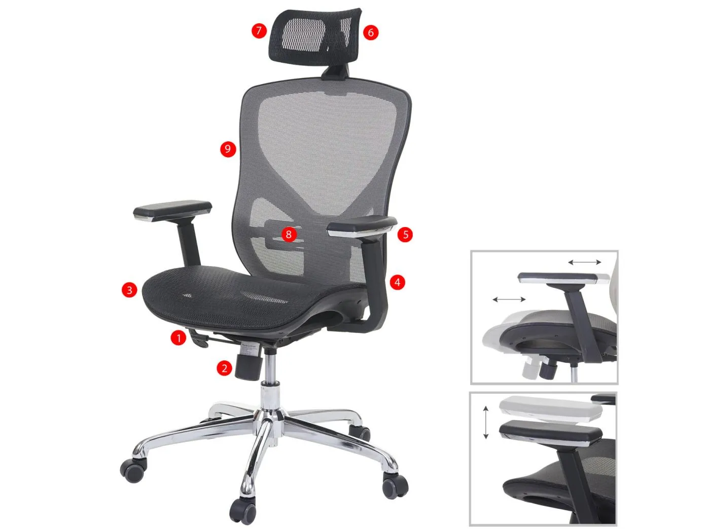 Bürostuhl MCW-A61, Schwarz/grau