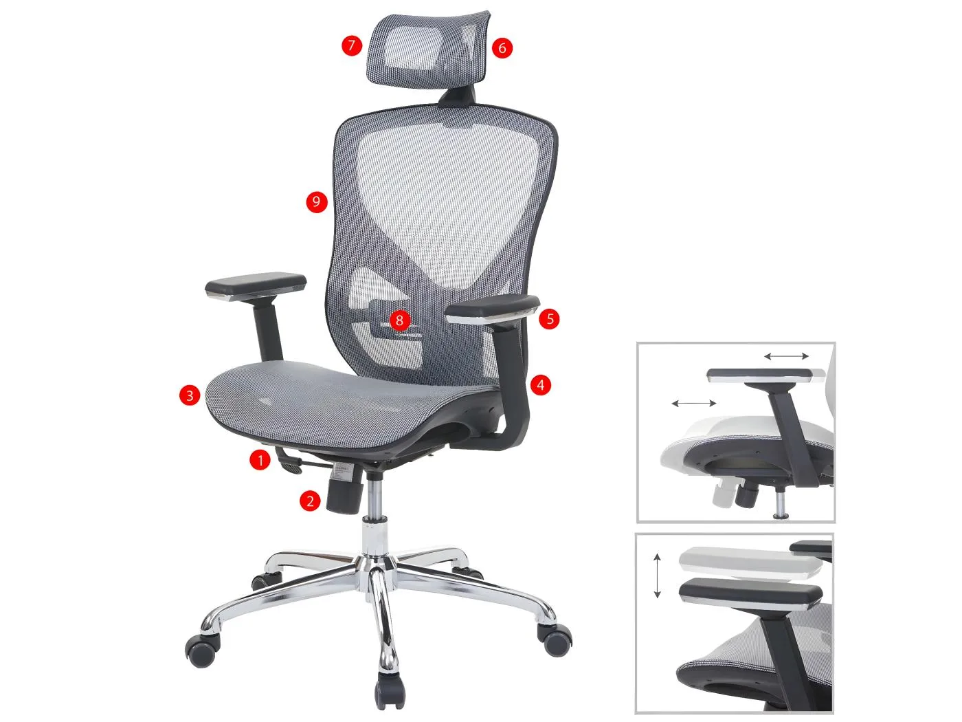 Bürostuhl MCW-A61, Grau/grau