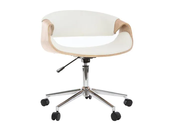 Design-Bürosessel ARAMIS, weißes PU/helles Holz