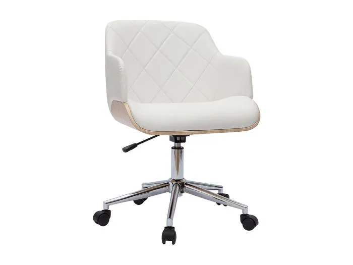 Design-Bürostuhl in Weiß mit hellem Holz SANDRO