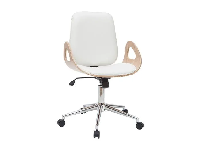 Design-Bürostuhl weiß und helles Holz GLORY