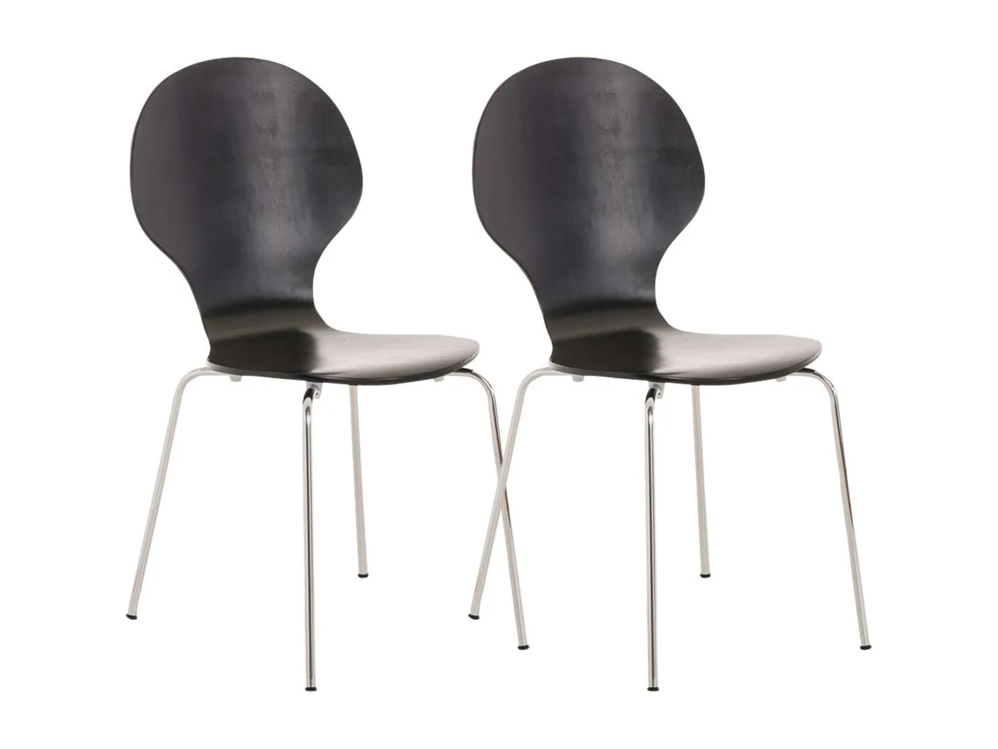 2er Set Konferenzstuhl - Holz - schwarz - DIEGO