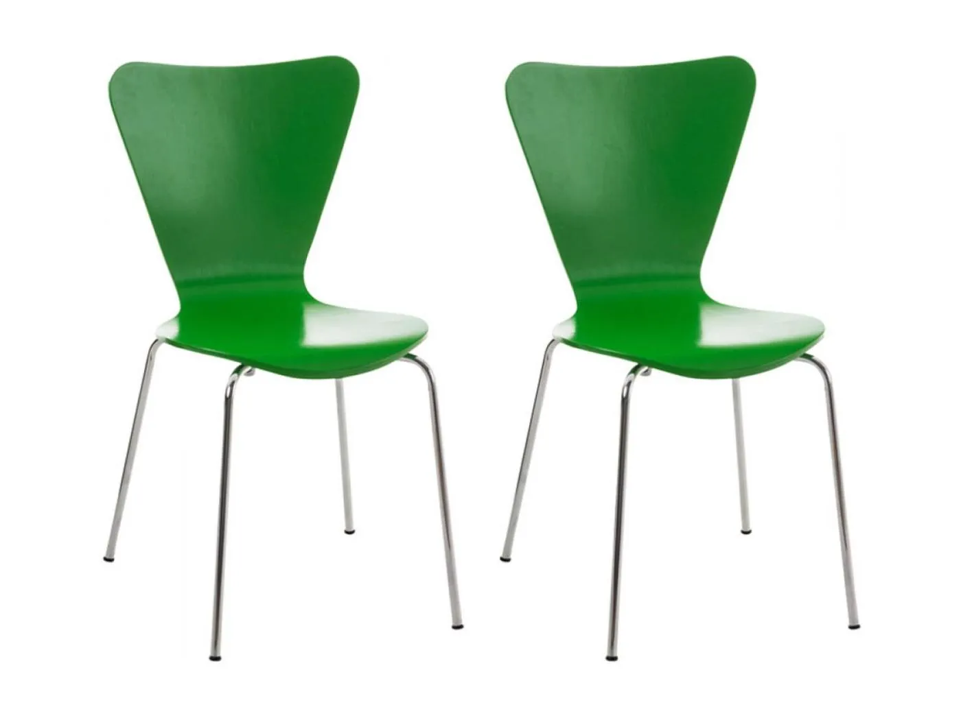 2er Set Konferenzstuhl - Holz & weiß - grün - Calisto