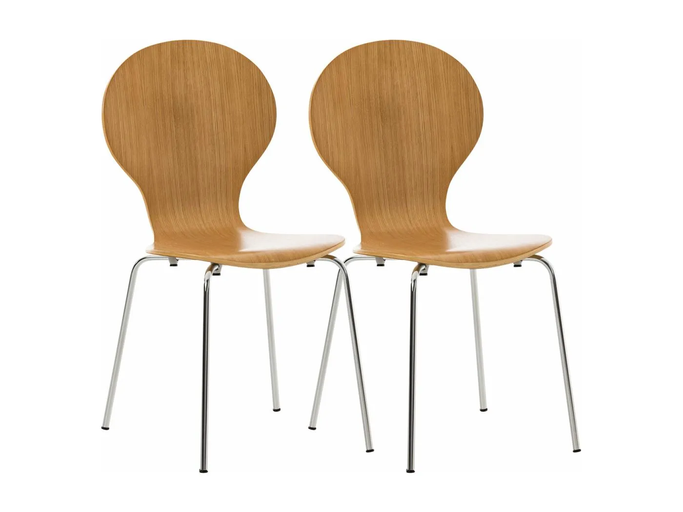 2er Set Konferenzstuhl - Holz & edelstahl - eiche - DIEGO