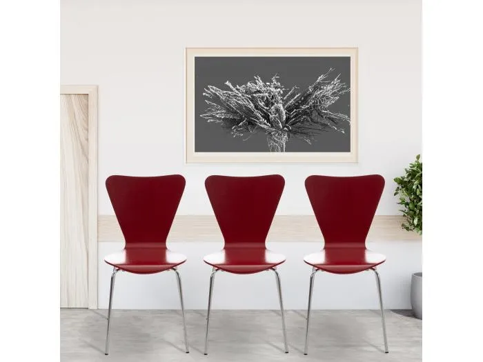 2er Set Konferenzstuhl - Holz & weiß - rot - Calisto