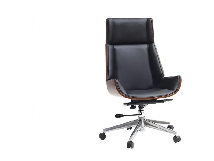 Design-Bürosessel dunkles Holz und Schwarz CURVED