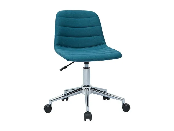 Design-Bürostuhl entenblauer Stoff und verchromter Stahl SAURY