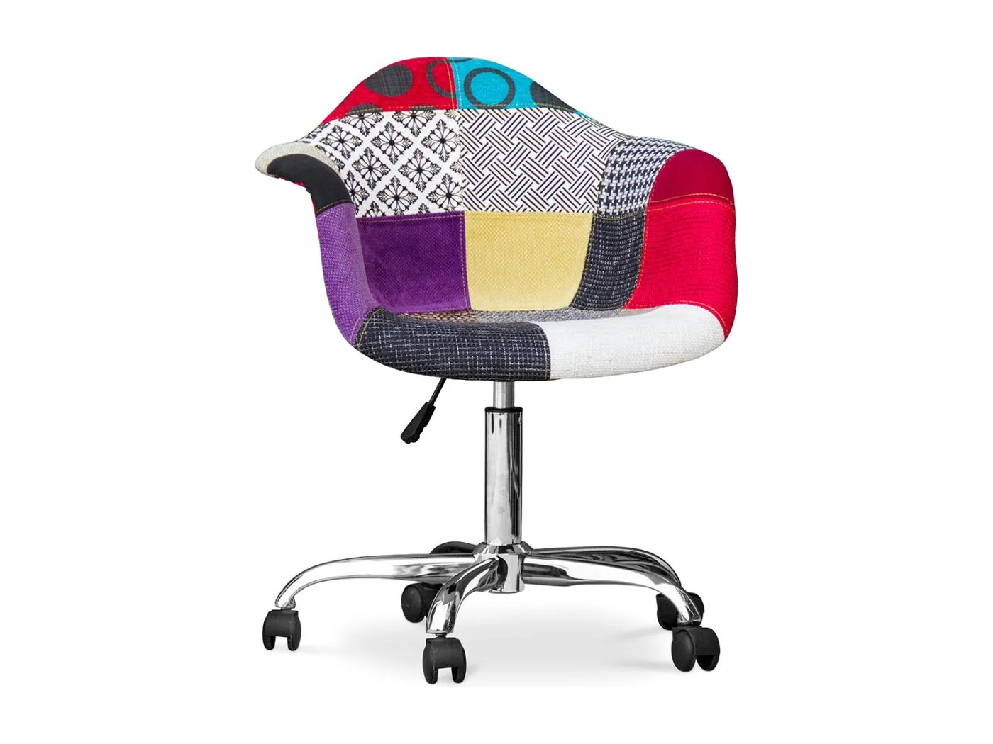 Bürostuhl mit Armlehnen - Schreibtischstuhl mit Rollen - Bezogen mit Patchwork - Ray