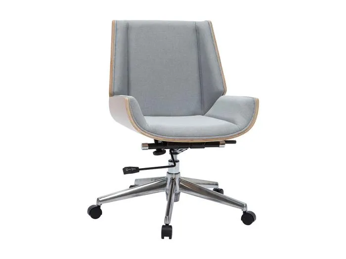 Design-Bürosessel helles Holz und PU hellgrauer CURVED