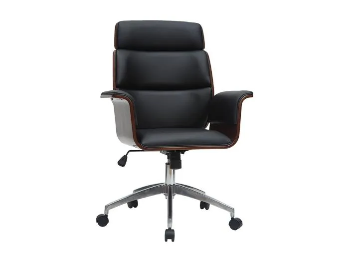 Design-Bürosessel schwarz und dunkles Holz ELON