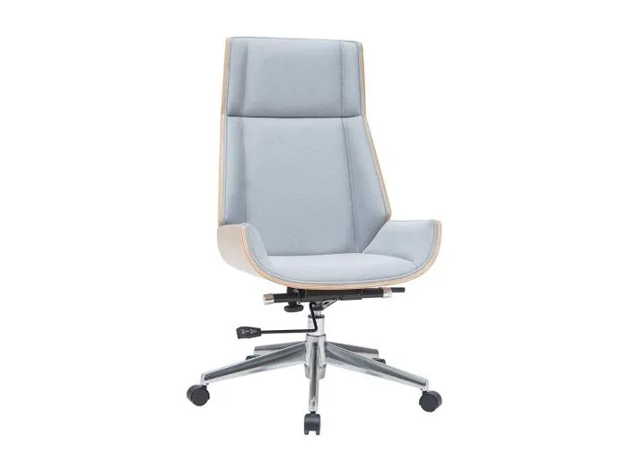 Design-Bürosessel helles Holz und PU Grau CURVED