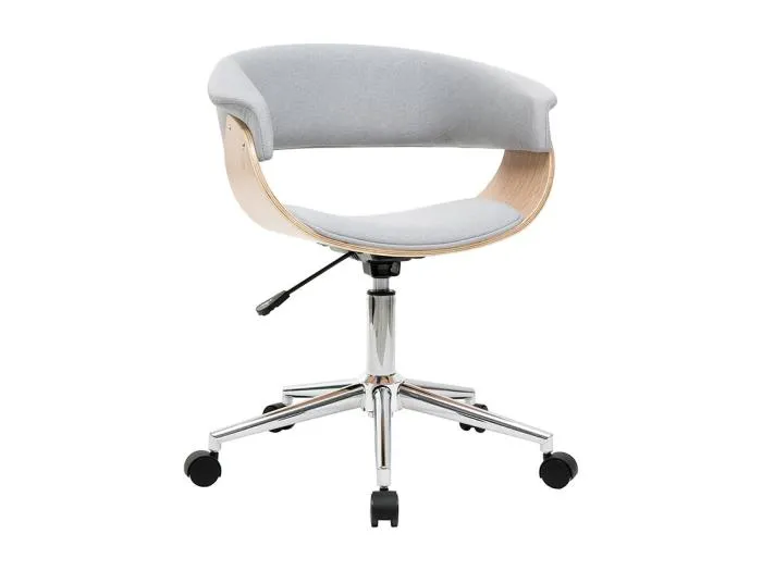 Design-Bürosessel grauer Stoff und helles Holz OKTAV
