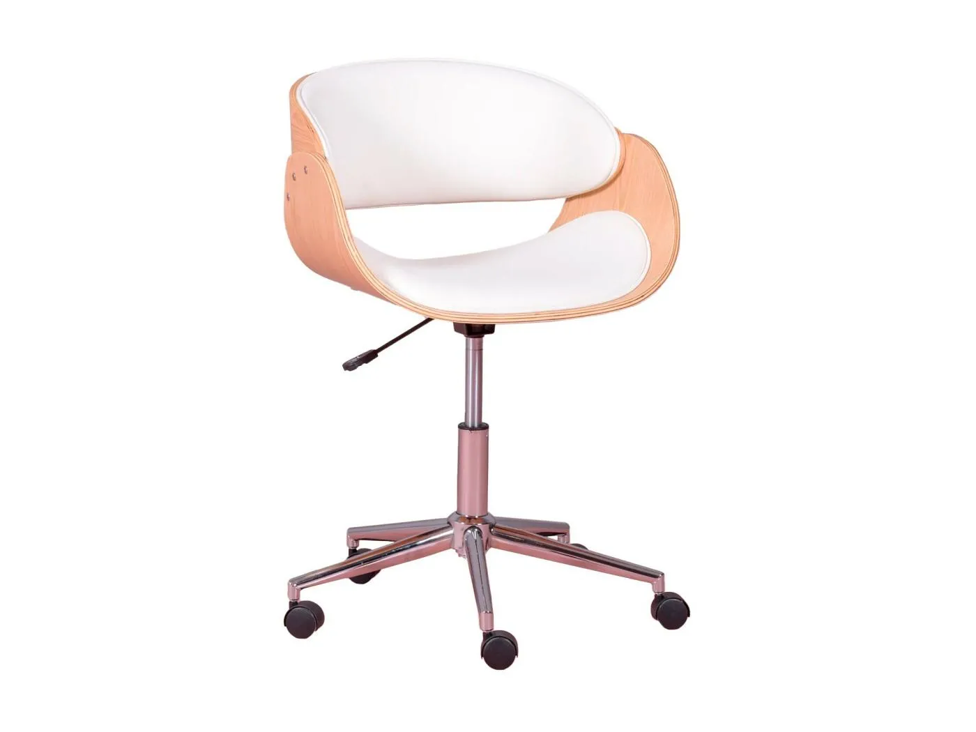 Schreibtischstuhl aus hellem Ahornholz mit Kunstlederkissen - Burrow S - Weiß